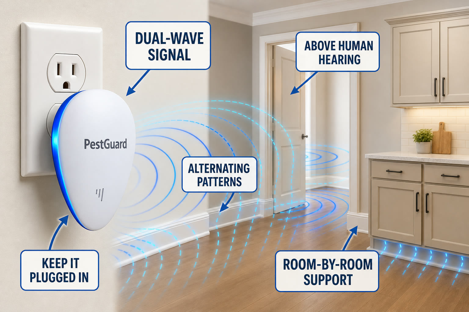 PestGuard room-by-room placement illustration