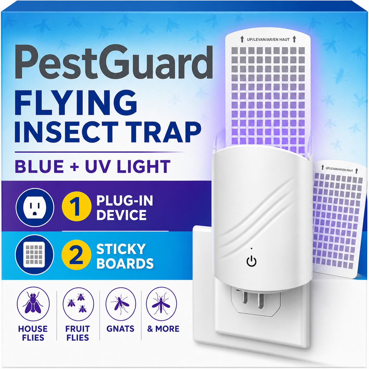 PestGuard flying insect trap value pack with 1 device and 2 sticky boards