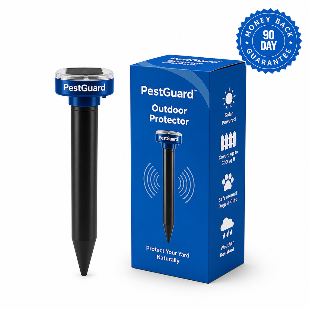 PestGuard Solar Garden Pest Repeller device and package