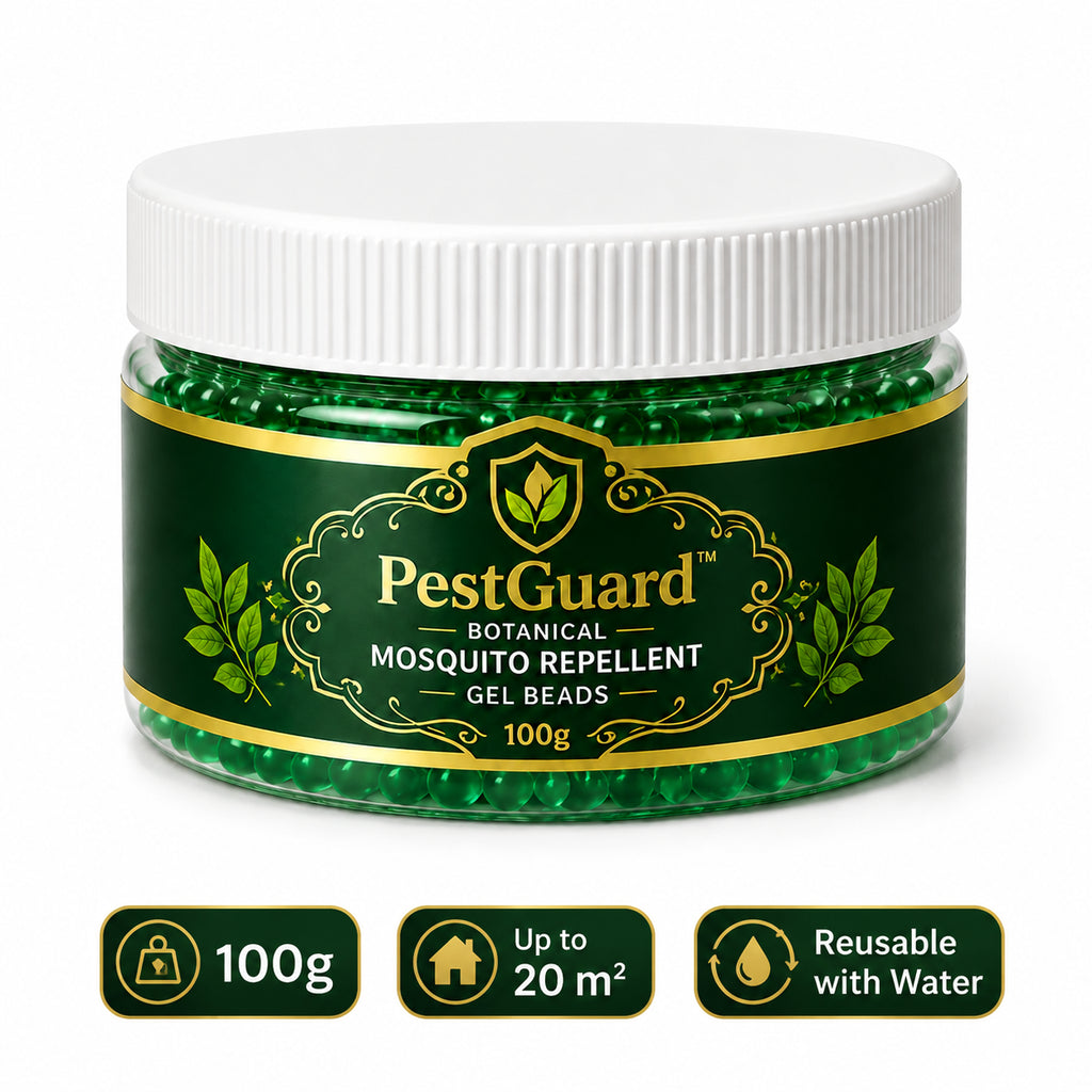 PestGuard Botanical Mosquito Repellent Gel Beads 100g jar with white ribbed cap