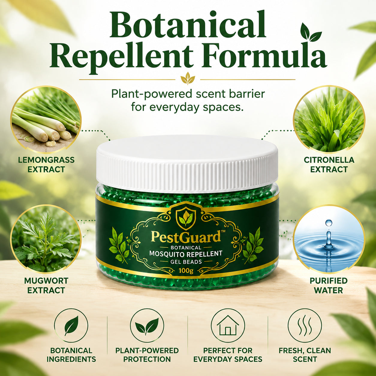 PestGuard botanical mosquito repellent formula with lemongrass citronella and mugwort extracts