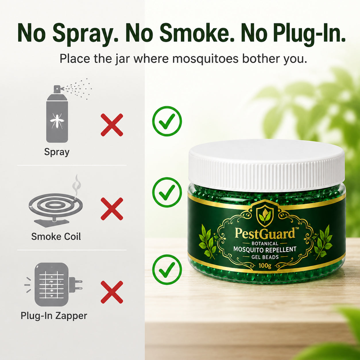 PestGuard mosquito repellent gel beads no spray no smoke no plug-in