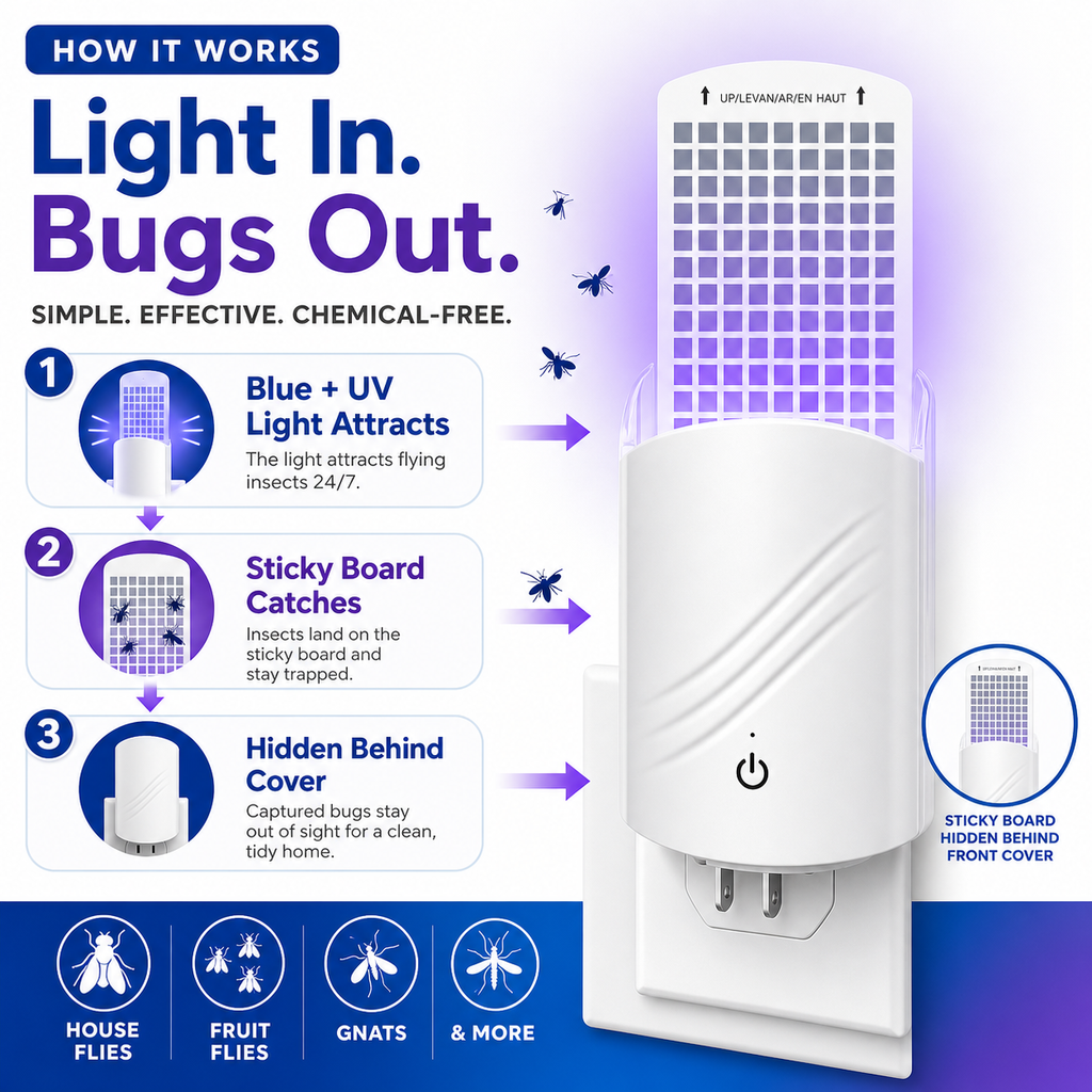 How PestGuard flying insect trap uses blue UV light and sticky board