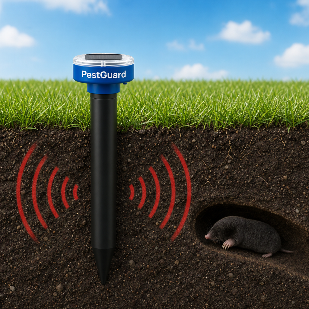 PestGuard solar pest repeller ground-pulse how-it-works cutaway