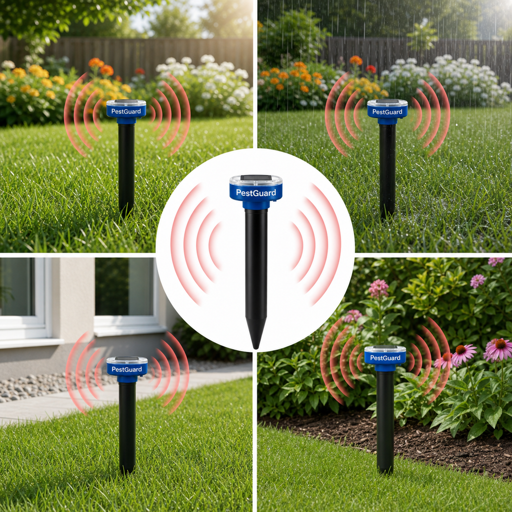 PestGuard solar garden pest repeller all-weather outdoor placement