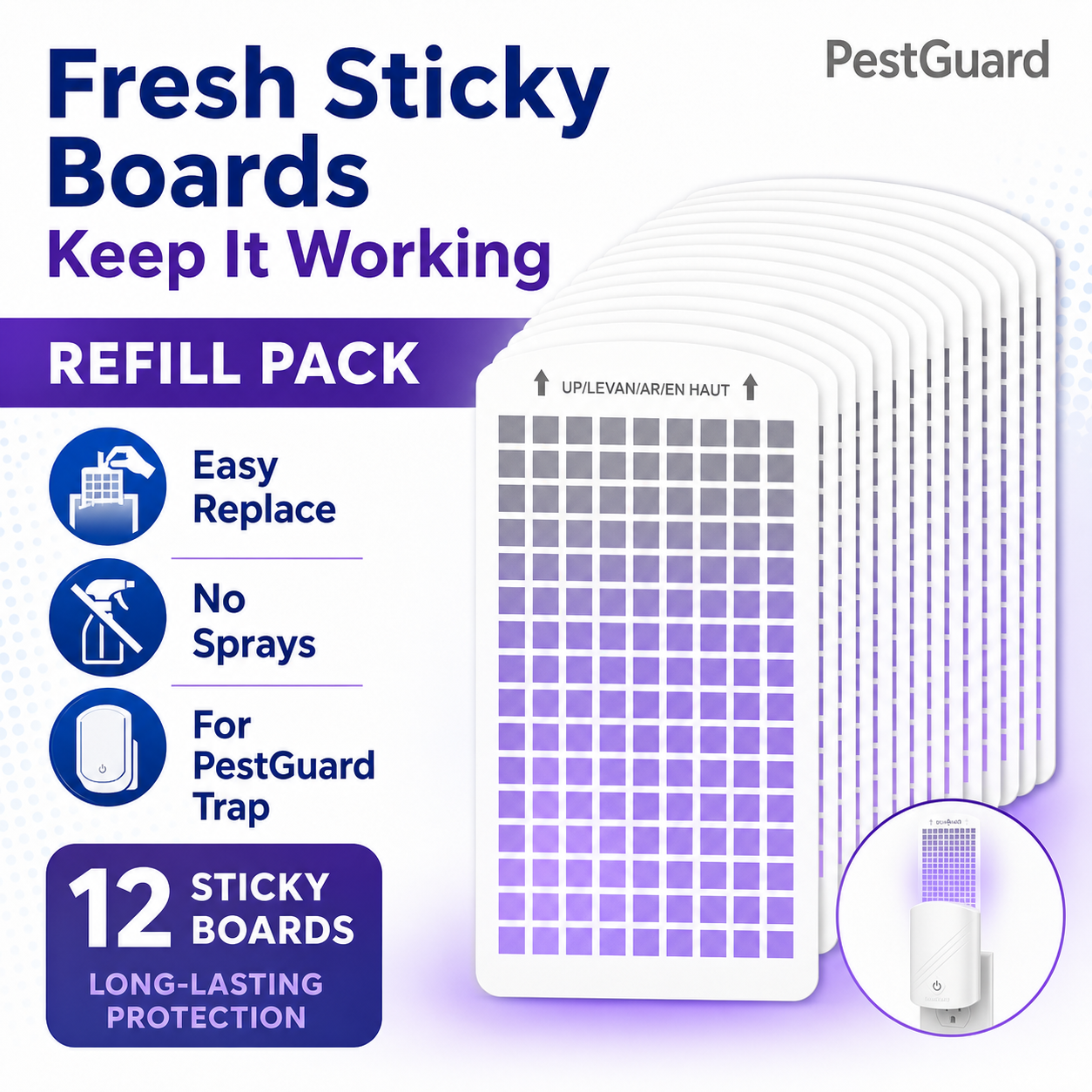 PestGuard flying insect trap sticky board refill pack