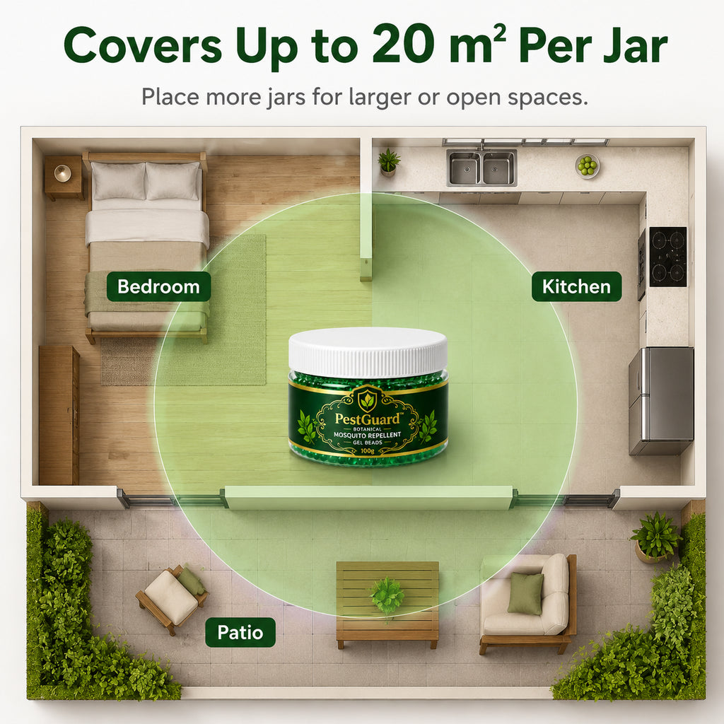 PestGuard mosquito repellent gel beads cover up to 20 square meters per jar