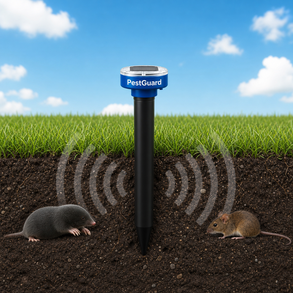 PestGuard lawn and soil protection solar pest repeller scene