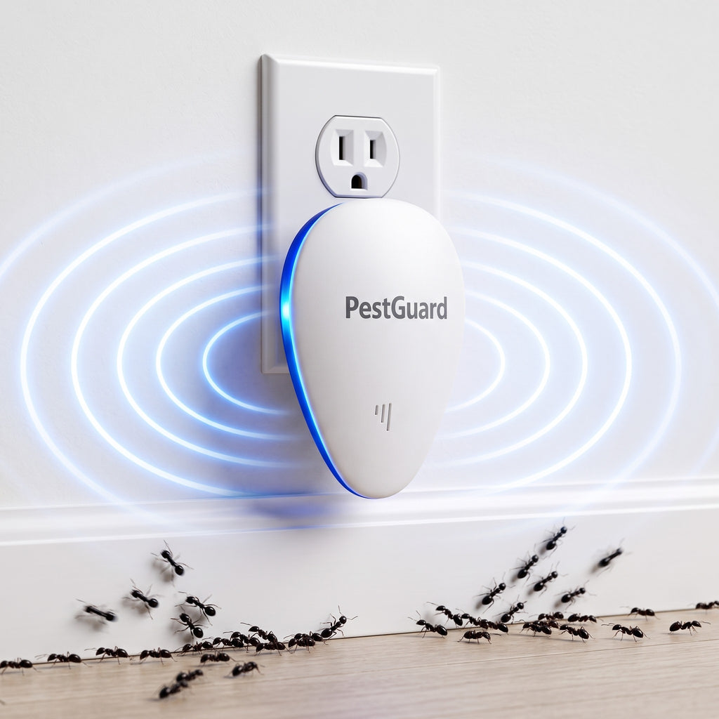 PestGuard plug-in ant repeller breaking up an ant trail