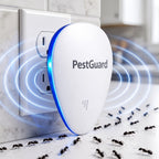PestGuard plug-in ant repeller in kitchen, ants scattering away